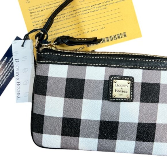 Dooney & Bourke Tucker Large Slim Wallet Wristlet Buffalo Check Black / White - Picture 2 of 4